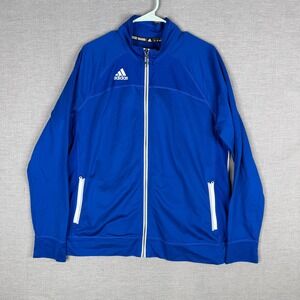 Adidas Mens Climalite Full Zip Track Jacket Blue White 2XL Athletic Sportswear